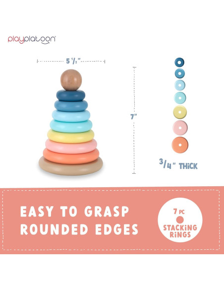 Juguete de Apilamiento de Anillos de Madera Play Platoon - Educativo