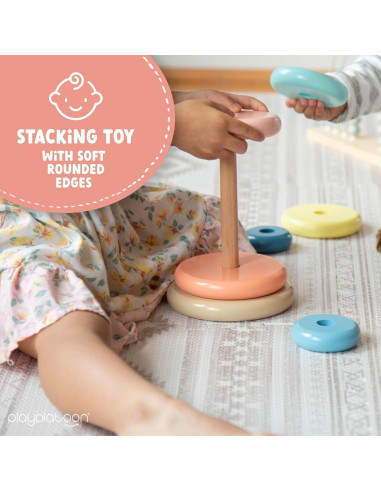 Juguete de Apilamiento de Anillos de Madera Play Platoon - Educativo