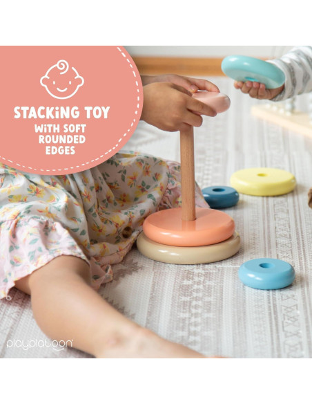 Juguete de Apilamiento de Anillos de Madera Play Platoon - Educativo