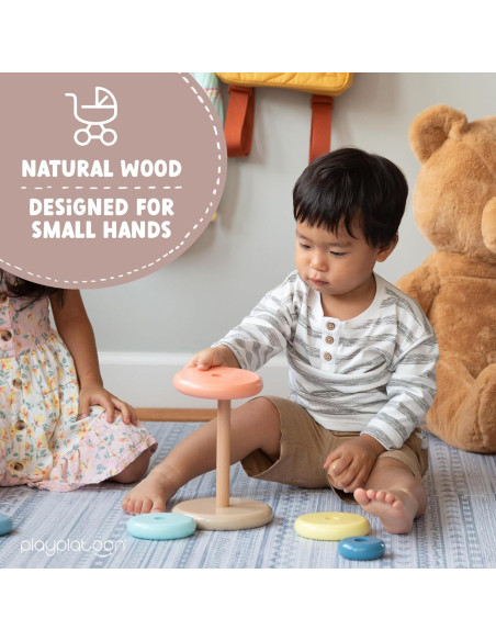 Juguete de Apilamiento de Anillos de Madera Play Platoon - Educativo