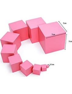 Torre Rosa Pequeña Adena Montessori 10 Cubos de Madera 0.7-7cm 2