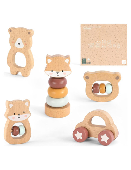 Juguetes de Madera Montessori Freniland 5 Piezas para Bebés