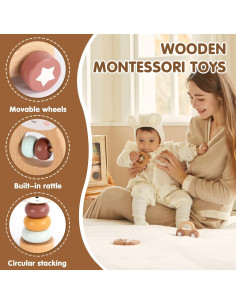Juguetes de Madera Montessori Freniland 5 Piezas para Bebés 2