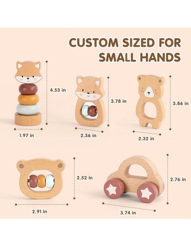 Juguetes de Madera Montessori Freniland 5 Piezas para Bebés