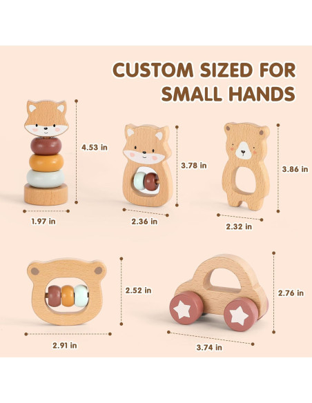 Juguetes de Madera Montessori Freniland 5 Piezas para Bebés