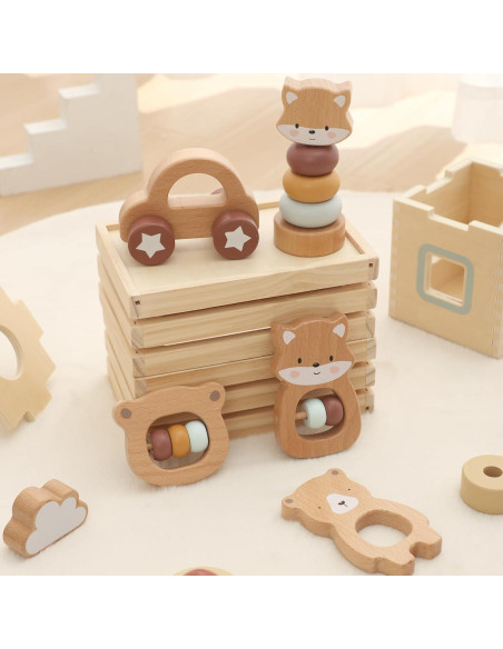Juguetes de Madera Montessori Freniland 5 Piezas para Bebés