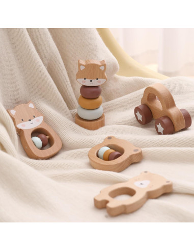 Juguetes de Madera Montessori Freniland 5 Piezas para Bebés