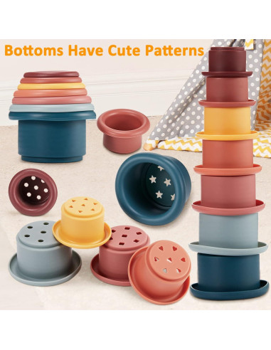 Juguetes Montessori Charniol 3 Set para Bebés - Bloques y Tazas Apilables