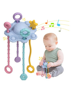 Juguete Montessori de Tirar ETETOO - Silicona Alimentaria Azul