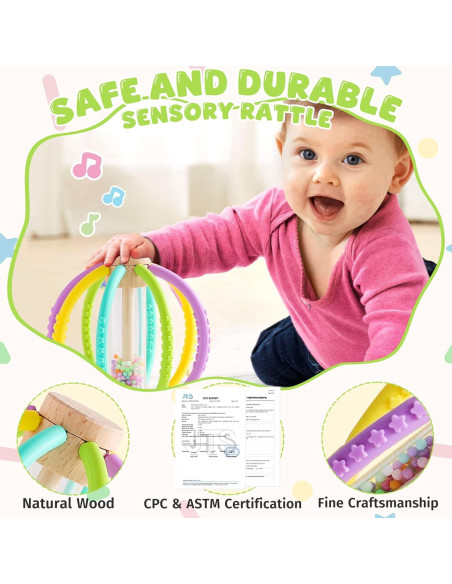Sonajero de Silicona y Madera para Bebés - Yunhe Xinqiao
