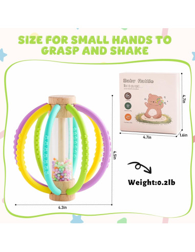Sonajero de Silicona y Madera para Bebés - Yunhe Xinqiao