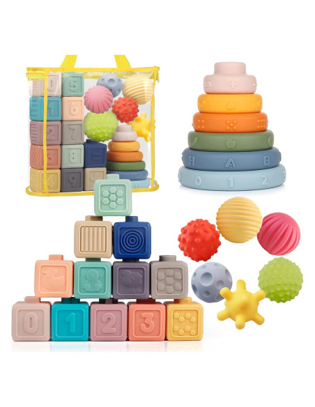 Juguetes Montessori 3 en 1 SHANTOU Bloques Suaves para Bebés