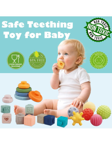 Juguetes Montessori 3 en 1 SHANTOU Bloques Suaves para Bebés