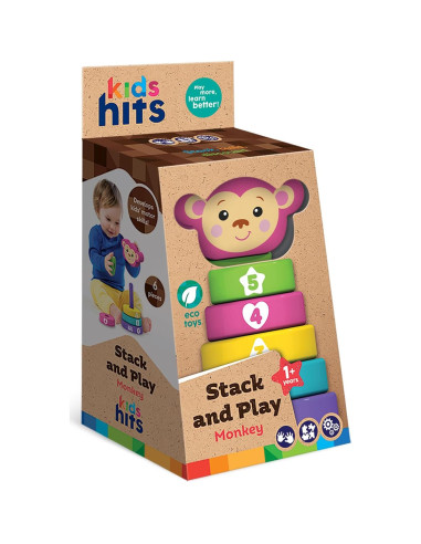 Juguete de Apilamiento de Madera Kids Hits Mono 11.5x23.1cm