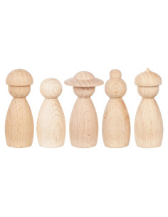 Muñecos de Madera sin Acabar BESPORTBLE 5 Piezas DIY