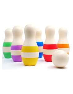 Juego de Bolos de Madera Shumee para Niños 2+ Años - Rayas