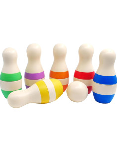 Juego de Bolos de Madera Shumee para Niños 2+ Años - Rayas 2