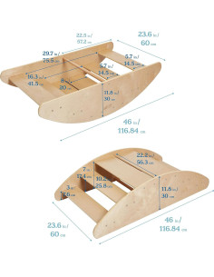 Barco Mecedor ECR4Kids Natural con Escaleras 116.8x60 cm 2