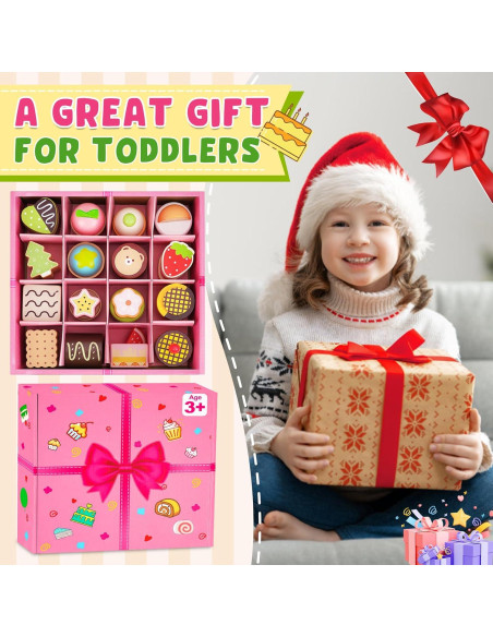 Juego de Comida de Pastel de Madera Melofaver 16 Piezas