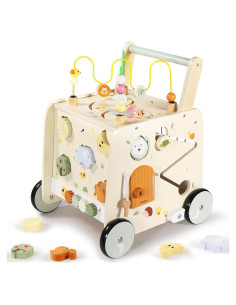 Cubo de Actividad Andador de Madera Pithfor 3 en 1 para Bebés
