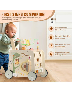 Cubo de Actividad Andador de Madera Pithfor 3 en 1 para Bebés 2