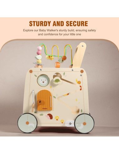 Cubo de Actividad Andador de Madera Pithfor 3 en 1 para Bebés