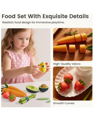 Conjunto de Juguetes de Cocina Montessori Tiny Land - 7PCS Frutas y Verduras de Madera