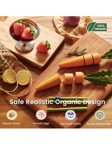 Conjunto de Juguetes de Cocina Montessori Tiny Land - 7PCS Frutas y Verduras de Madera