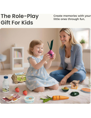 Conjunto de Juguetes de Cocina Montessori Tiny Land - 7PCS Frutas y Verduras de Madera