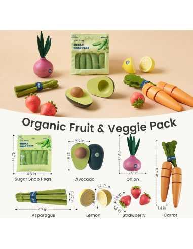 Conjunto de Juguetes de Cocina Montessori Tiny Land - 7PCS Frutas y Verduras de Madera