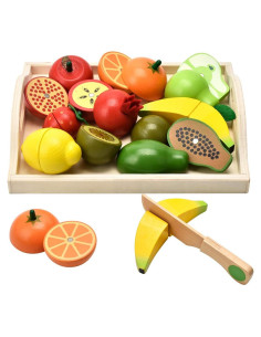 Set de Comida de Madera CARLORBO - 9 Frutas Cortables para Niños