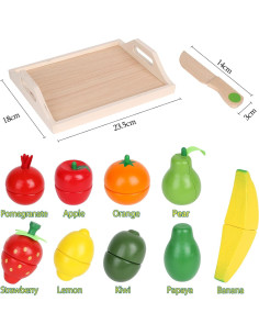 Set de Comida de Madera CARLORBO - 9 Frutas Cortables para Niños 2