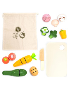 Set de Verduras para Cortar UMU - Juguete de Madera 17 Piezas