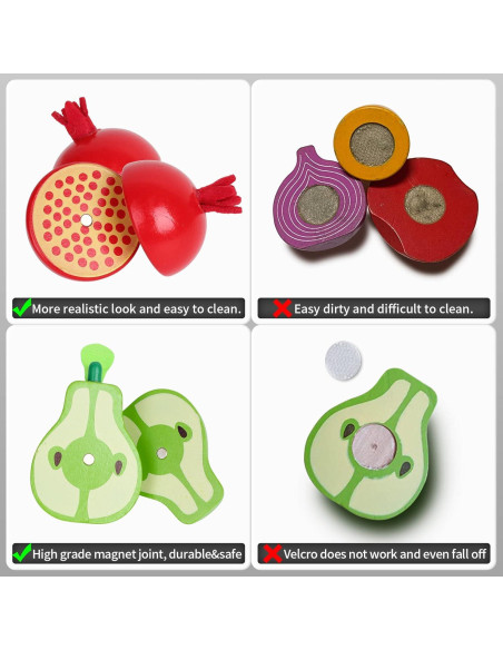 Set de Comida de Madera para Niños - 9 Frutas y Verduras Cortables