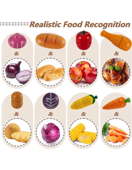 Juego de Comida de Madera HERSITY para Cortar Frutas y Verduras