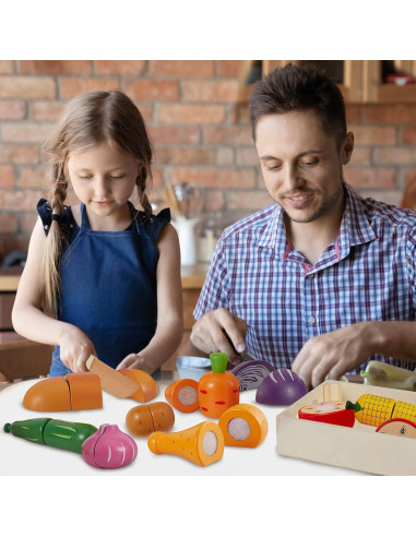 Juego de Comida de Madera HERSITY para Cortar Frutas y Verduras
