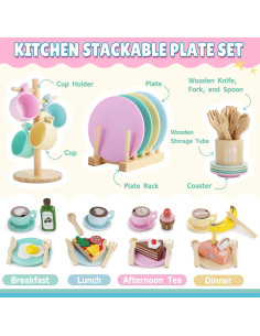 Conjunto de Platos de Madera GAGAKU - 27 Piezas para Niños 2