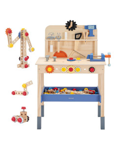 Banco de herramientas de madera Pillowhale 69 piezas Montessori