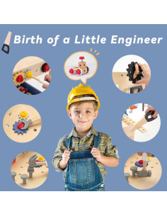 Banco de herramientas de madera Pillowhale 69 piezas Montessori 2