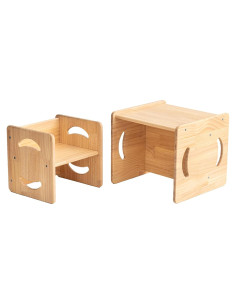 Juego de Mesa y Sillas de Madera Montessori CYMF - 38x36x33.6 cm