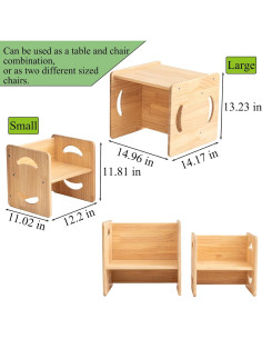 Juego de Mesa y Sillas de Madera Montessori CYMF - 38x36x33.6 cm 2