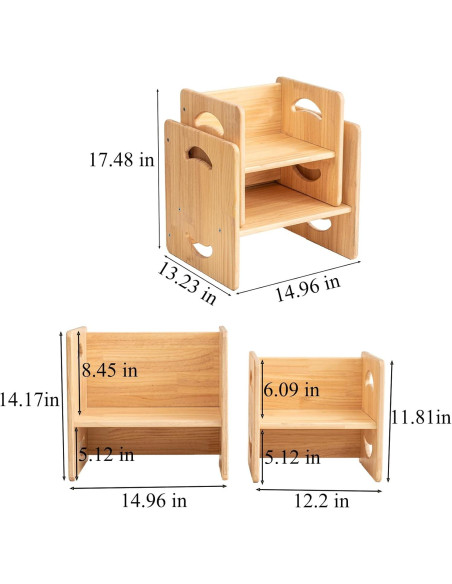 Juego de Mesa y Sillas de Madera Montessori CYMF - 38x36x33.6 cm