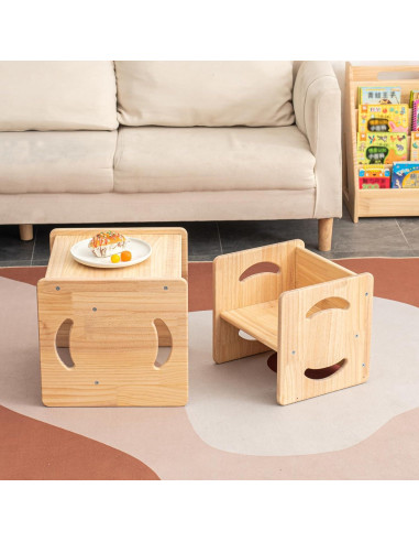 Juego de Mesa y Sillas de Madera Montessori CYMF - 38x36x33.6 cm
