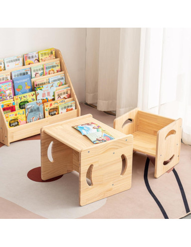 Juego de Mesa y Sillas de Madera Montessori CYMF - 38x36x33.6 cm