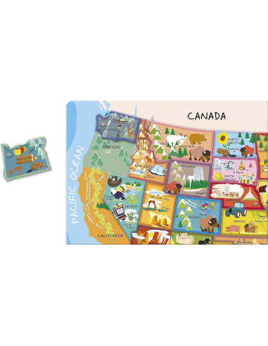 Mapa Magnético de EE. UU. Janod 50x34 cm 48 Piezas