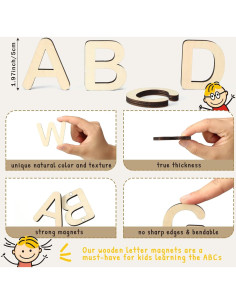 Letras Magnéticas de Madera Xuhal - 52 Piezas para Aprendizaje 2