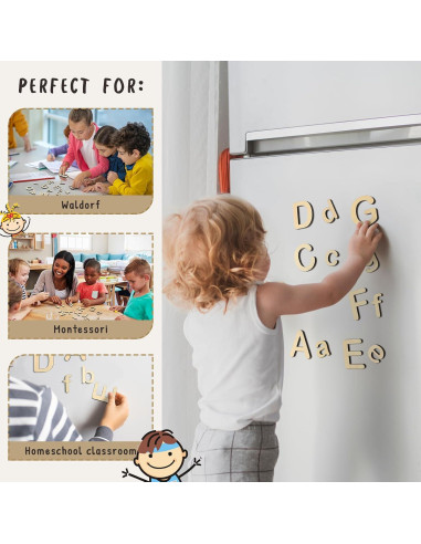 Letras Magnéticas de Madera Xuhal - 52 Piezas para Aprendizaje