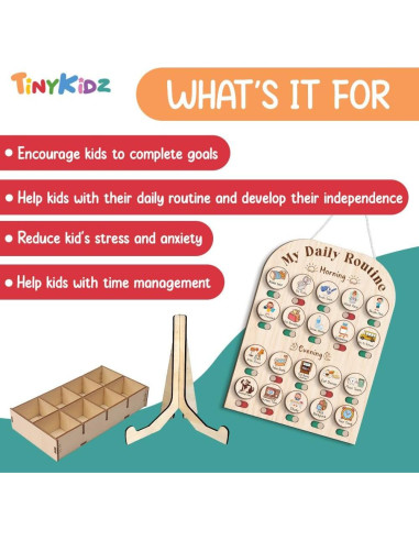 Tabla de Rutina Diaria de Madera TinyKidz 38x28 cm