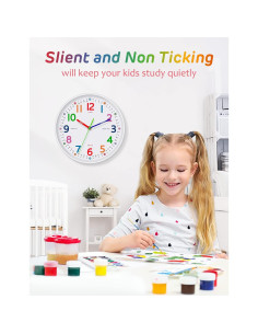 Reloj de Pared Silencioso Lantoo 10 Pulgadas Colorido para Niños 2