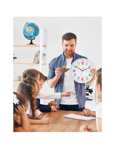 Reloj de Pared Silencioso Lantoo 10 Pulgadas Colorido para Niños